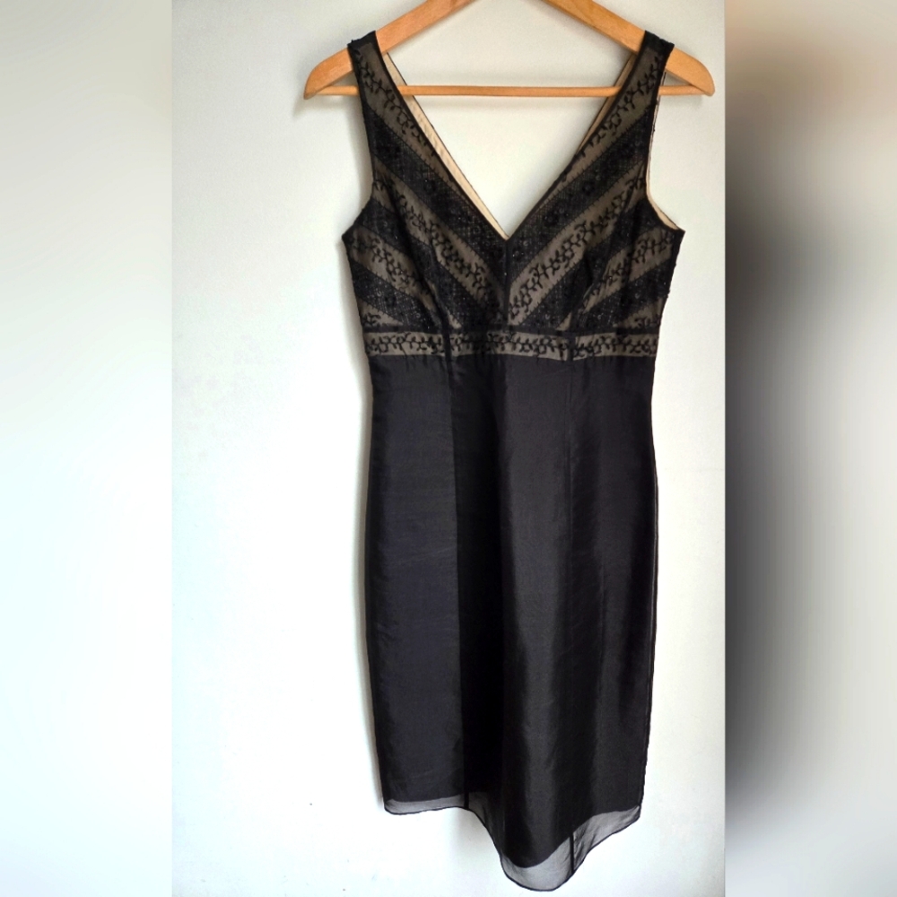 ANN TAYLOR Elegant Black Sleeveless Silk Dress